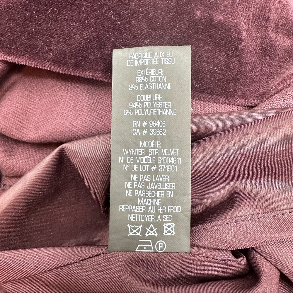 Theory Velvet Shift Dress Size 6 Wynter Purple Wine Plum Stretch Cotton - Picture 9 of 10
